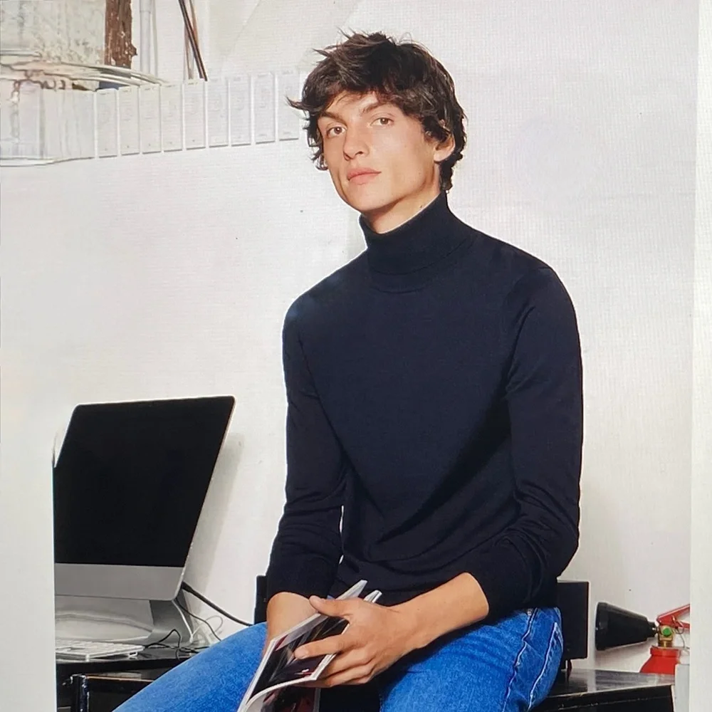 Sandro 100% Wool Slim FitTurtleneck Sweater Indigo Blue New With Tags  $…